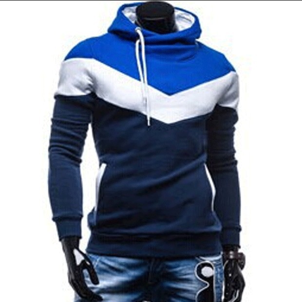 Foreign trade 2015 spring and autumn men's clothing Korean style men's color matching hooded pullover fashion slim sports casual sweater - Image 2
