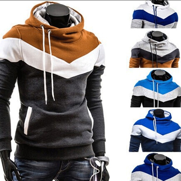 Foreign trade 2015 spring and autumn men's clothing Korean style men's color matching hooded pullover fashion slim sports casual sweater - Image 6