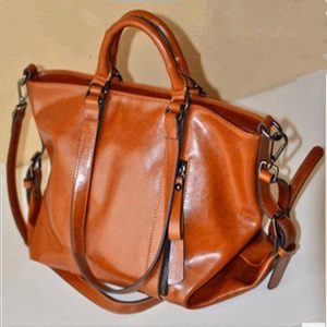 2018 new women's bag oil wax leather simple ladies commuter shoulder shoulder diagonal bag a generation