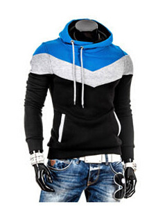 Foreign trade 2015 spring and autumn men's clothing Korean style men's color matching hooded pullover fashion slim sports casual sweater - Image 8