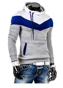 Foreign trade 2015 spring and autumn men's clothing Korean style men's color matching hooded pullover fashion slim sports casual sweater
