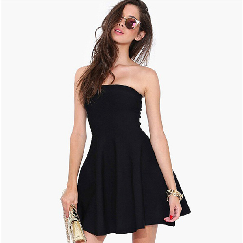 AliExpress European and American style sexy wrap chest elastic waistless backless shoulder show thin solid color dress - Image 7