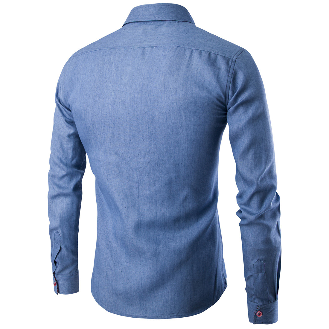 Foreign trade AliExpress men's pocket leather long-sleeved shirt denim shirt YN13 - Image 5
