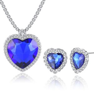 Classic and fashionable heart of the ocean necklace and earrings set Titanic factory wholesale N0021