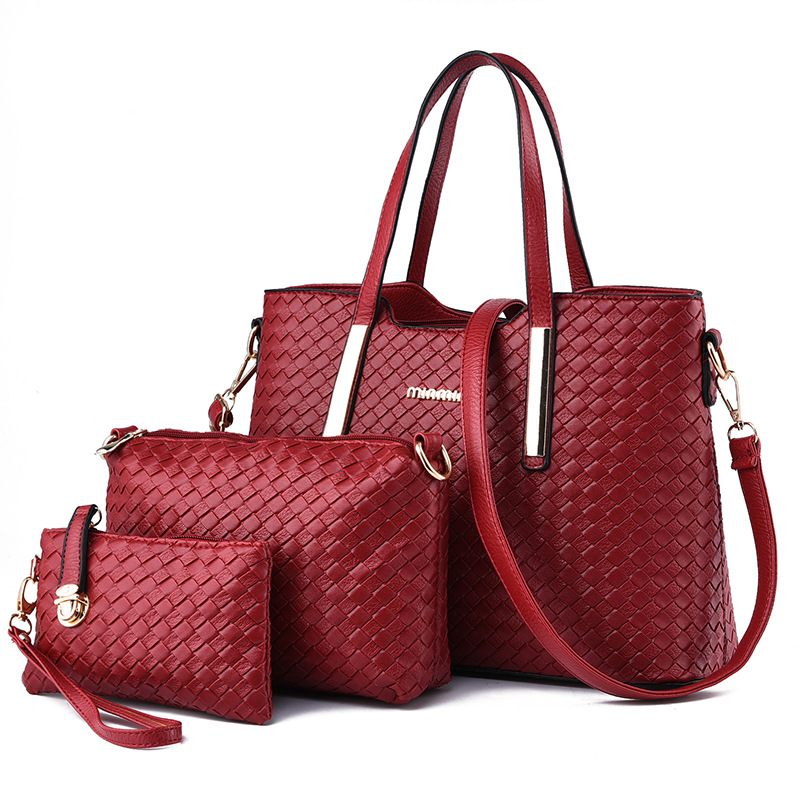 2020 new woven picture-mother bag three-piece female bag one-shoulder portable messenger bag one drop shipping - Image 4