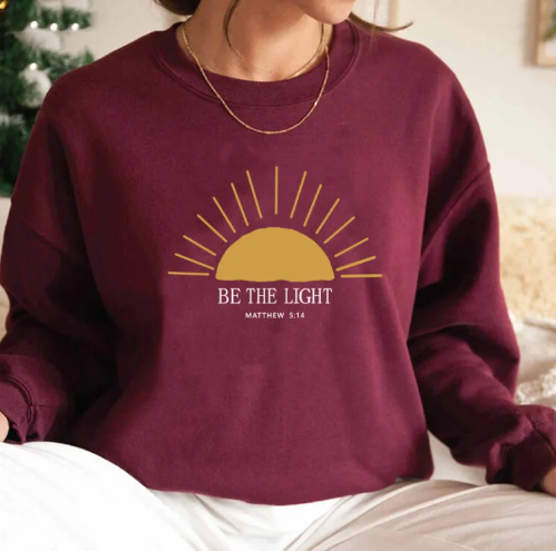 Amazon Large Size Pink Fleece Sweatshirt Women Be The Light Sweatshirt Round Neck Women Plus Velvet - Image 10