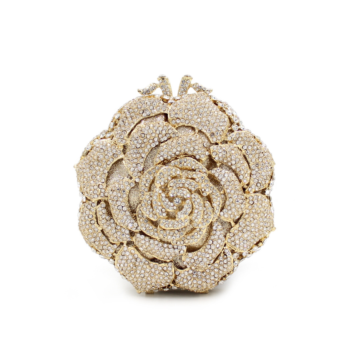 BL011 Rose Luxury Rhinestone Bag Hollow Metal Crystal Dinner Bag Foreign Trade Diamond Bag Lady Clutch Bag - Image 3