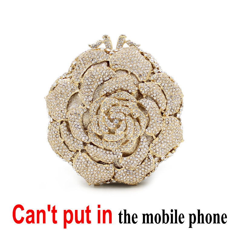 BL011 Rose Luxury Rhinestone Bag Hollow Metal Crystal Dinner Bag Foreign Trade Diamond Bag Lady Clutch Bag - Image 4
