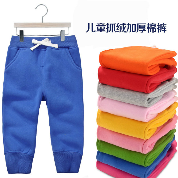 momscare children's clothing boys and girls winter plus velvet pants children's cotton pants baby sports pants thickened warm pants - Image 4