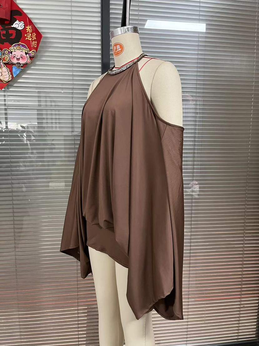 New European and American style sexy off-shoulder and hip-revealing loose batwing sleeve dress with halter neck design - Image 7