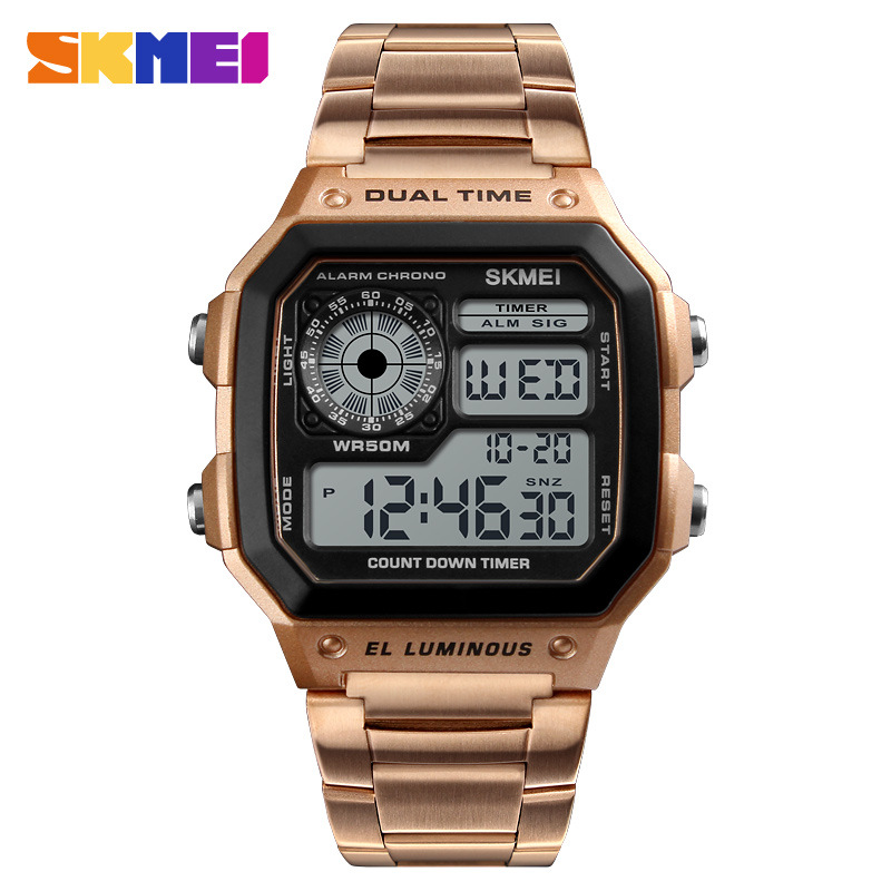 Skmei fashion trend men's watch cross-border outdoor sports personality square digital display electronic watch - Image 2