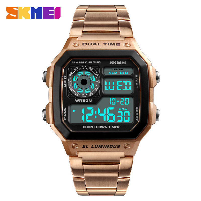 Skmei fashion trend men's watch cross-border outdoor sports personality square digital display electronic watch - Image 5