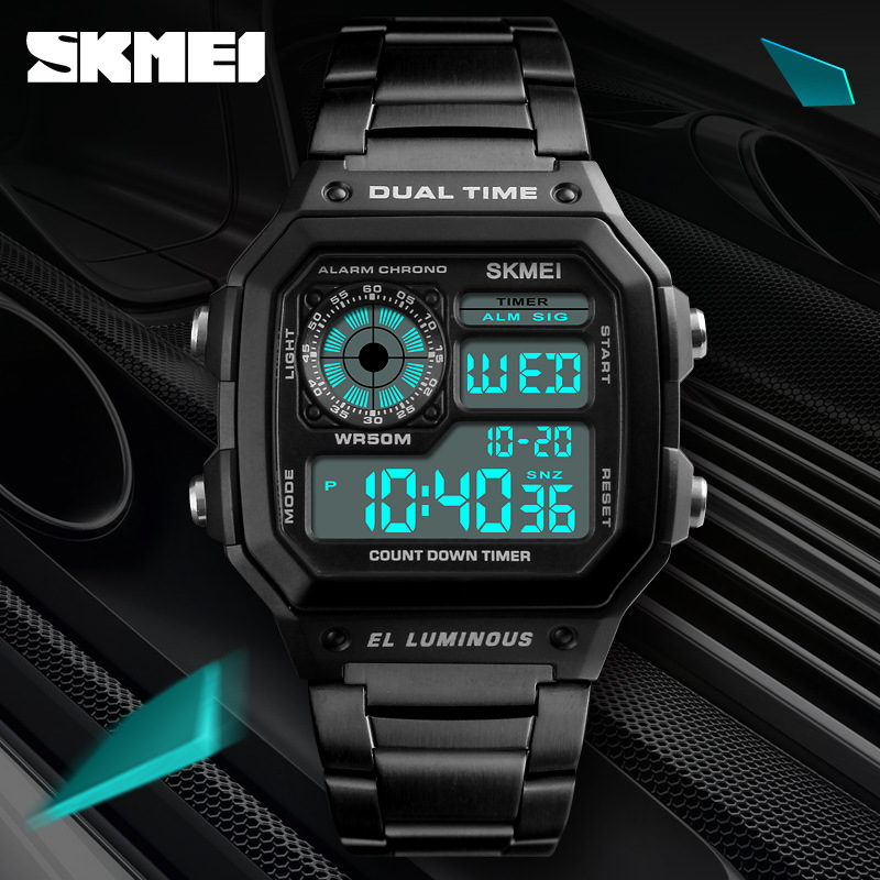Skmei fashion trend men's watch cross-border outdoor sports personality square digital display electronic watch - Image 9