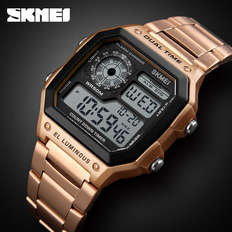 Skmei fashion trend men's watch cross-border outdoor sports personality square digital display electronic watch - Image 3