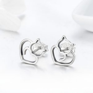 Europe and the United States hot cute cute kitten s925 sterling silver jewelry set whole body plain silver manufacturers spot wholesale