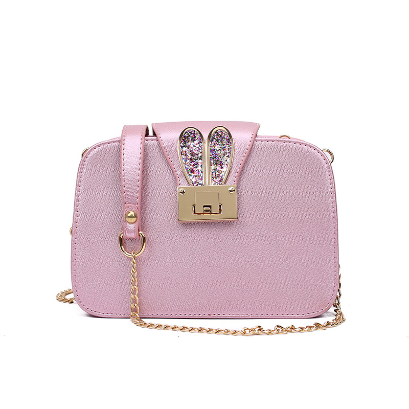 2018 summer new trend chain female bag cute rabbit ear clip three-layer small square bag shoulder diagonal bag - Image 7