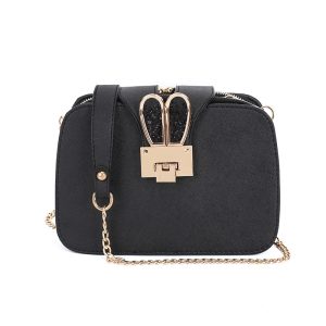 2018 summer new trend chain female bag cute rabbit ear clip three-layer small square bag shoulder diagonal bag