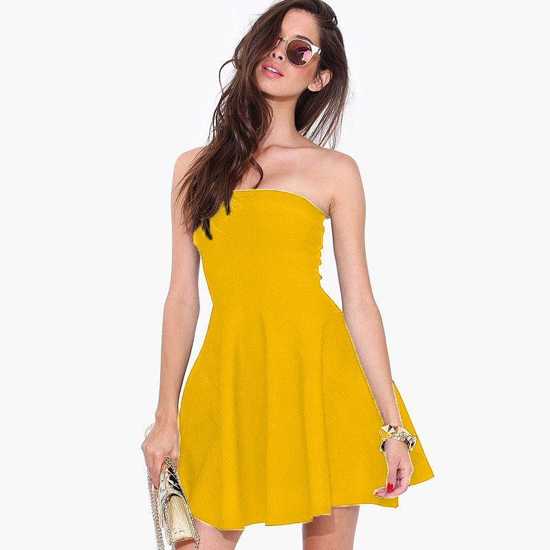 AliExpress European and American style sexy wrap chest elastic waistless backless shoulder show thin solid color dress - Image 11