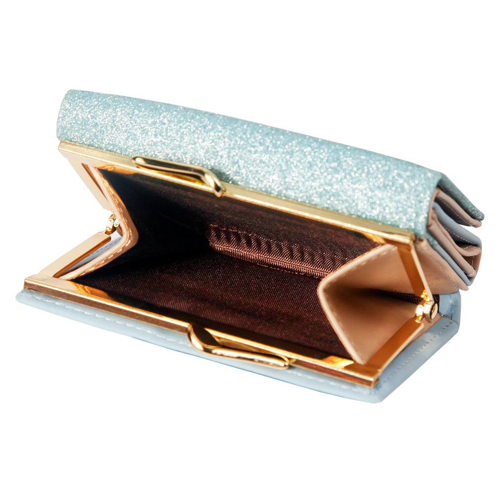 Hengsheng ladies wallet fashion short small bag bright leather tri-fold wallet metal snap coin purse factory direct supply - Image 4