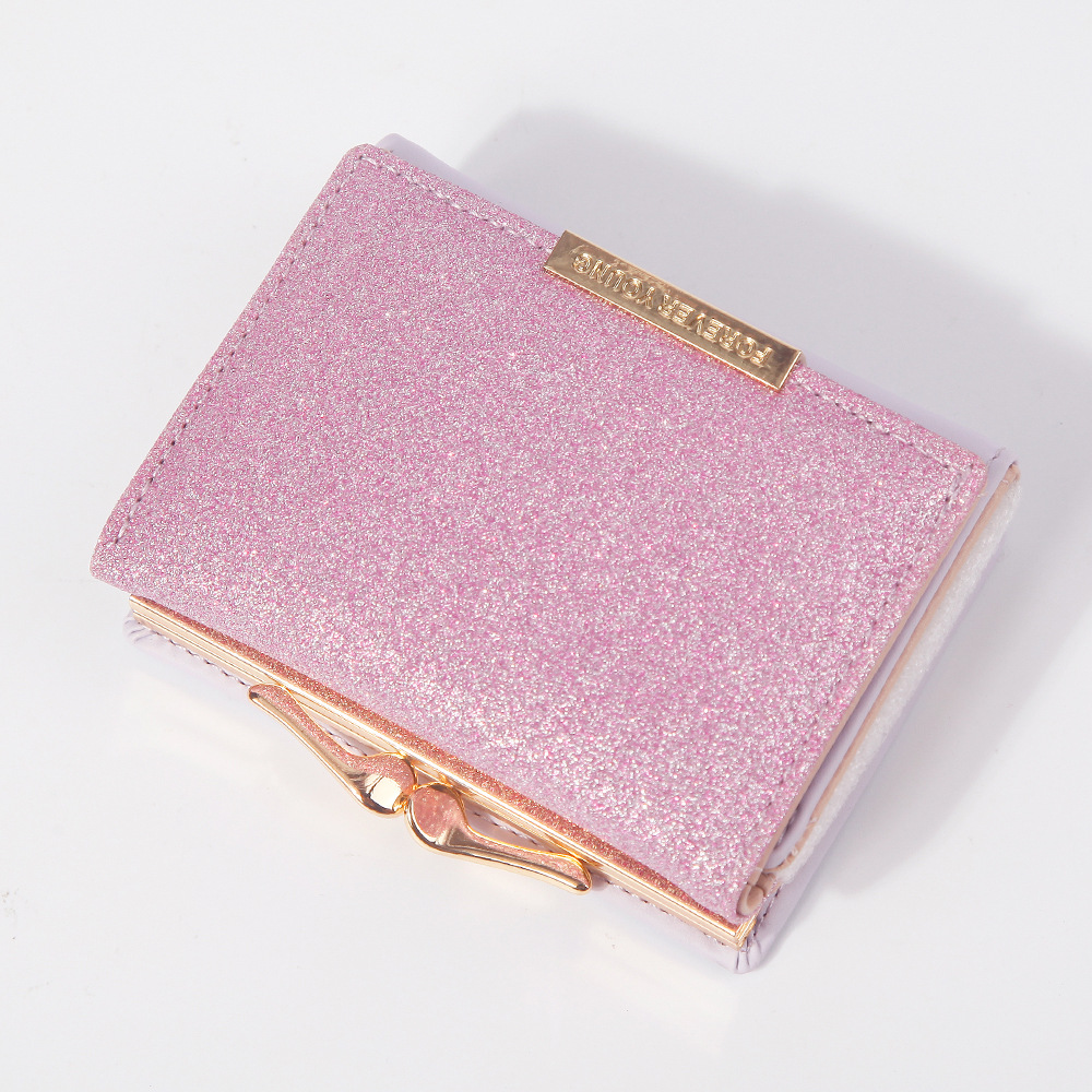 Hengsheng ladies wallet fashion short small bag bright leather tri-fold wallet metal snap coin purse factory direct supply - Image 7