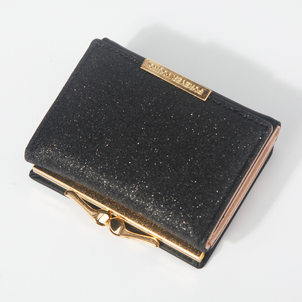 Hengsheng ladies wallet fashion short small bag bright leather tri-fold wallet metal snap coin purse factory direct supply - Image 6