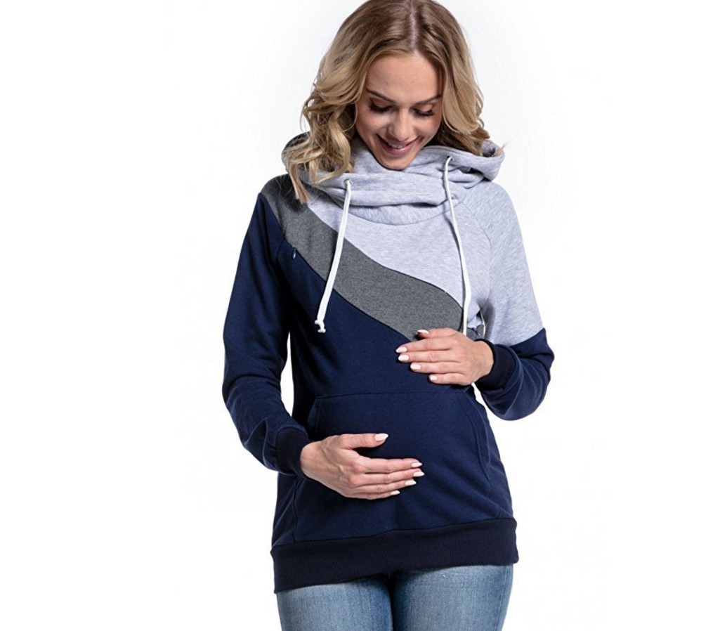 2025 Wish, AliExpress, eBay, Amazon New Long-Sleeved Patchwork Multifunctional Maternity Nursing Jacket/Sweatshirt - Image 8