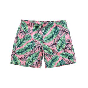 Beach pants quick-drying European and American large size men's digital printing triangle inner net quarter shorts loose surf swimming trunks men