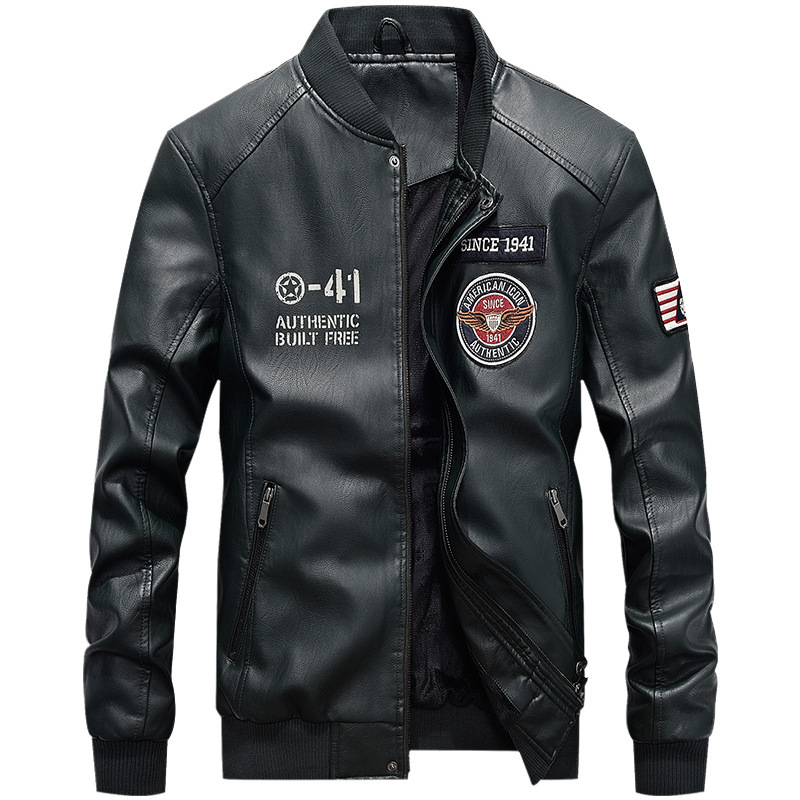 Youth men's baseball stand collar leather jacket Spring and autumn new PU leather jacket Fashion casual leather jacket motorcycle clothing - Image 10