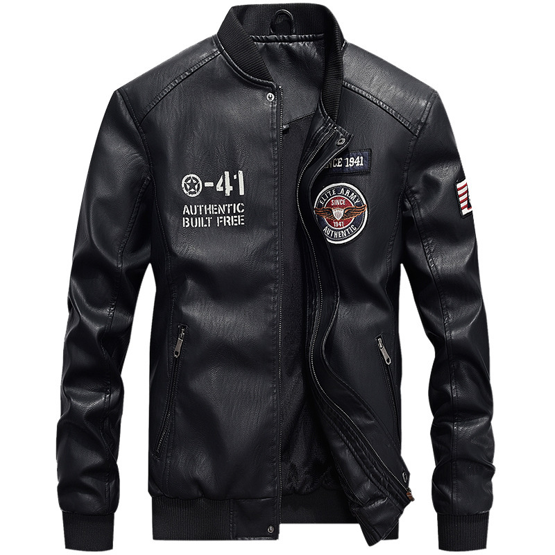 Youth men's baseball stand collar leather jacket Spring and autumn new PU leather jacket Fashion casual leather jacket motorcycle clothing - Image 6