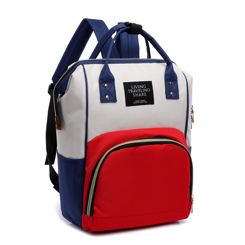 Mommy bag 2025 new Korean style fashion canvas color matching backpack women's bag Baoma milk bottle bag - Image 2