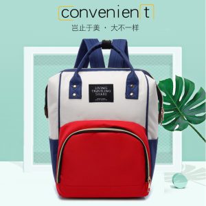 Mommy bag 2025 new Korean style fashion canvas color matching backpack women's bag Baoma milk bottle bag