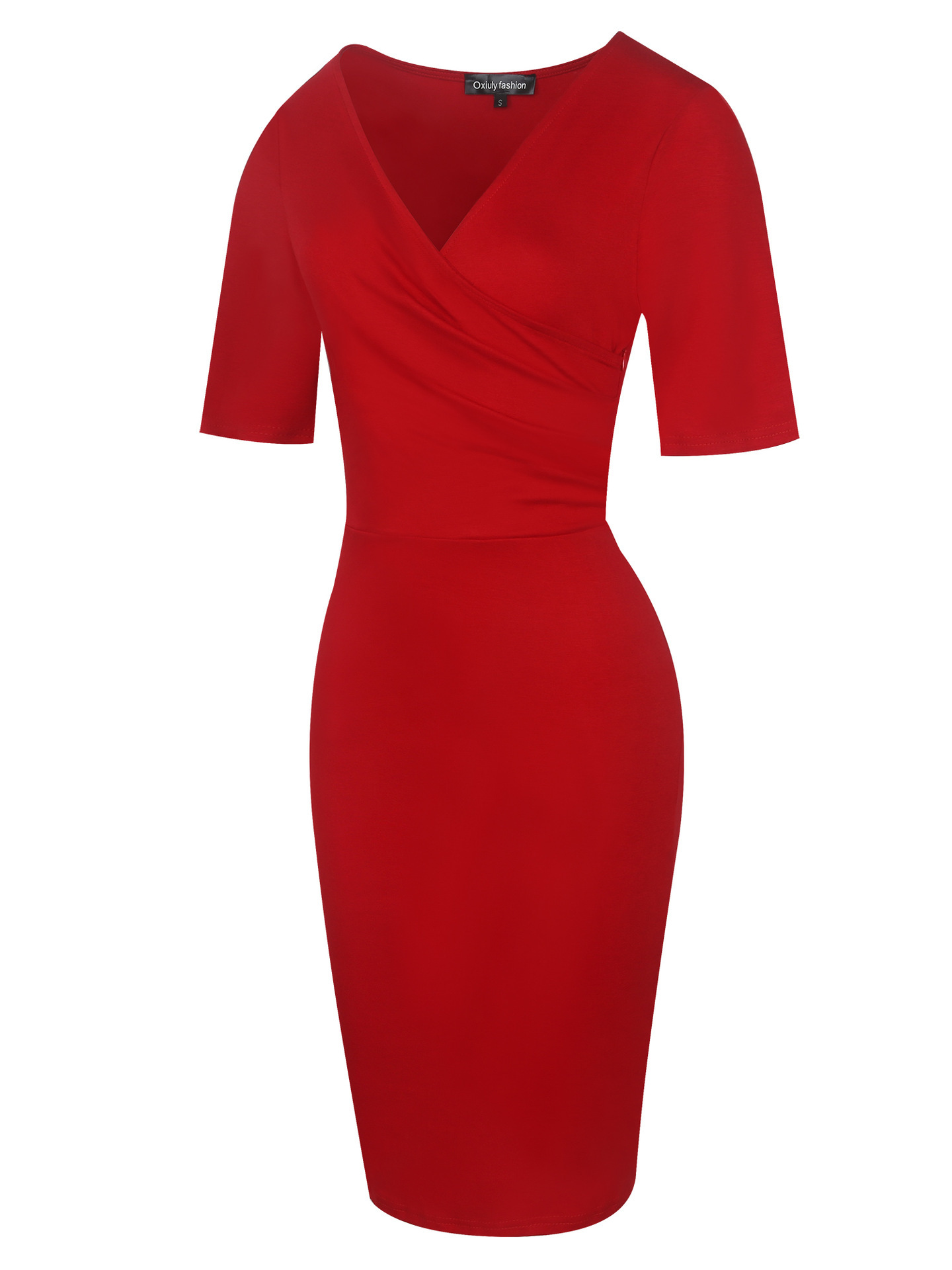 New AliExpress autumn and winter new V-neck pleated mid-sleeve printed bag hip slim slim women's pencil dress - Image 6
