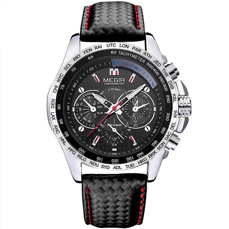 MEGIR cross-border hot sale wholesale waterproof watch for men fake eye decoration six-pin sports watch - Image 3