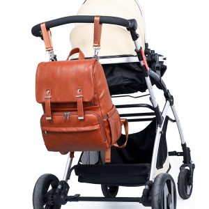 2018 new Amazon specializes in spot custom-made PU leather mommy bag, shoulder mom backpack and dad bag