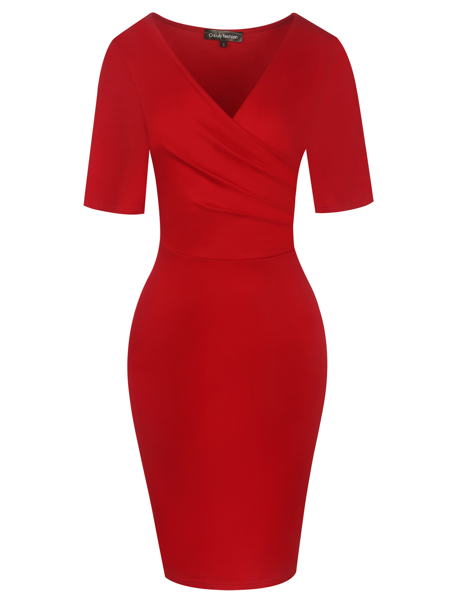New AliExpress autumn and winter new V-neck pleated mid-sleeve printed bag hip slim slim women's pencil dress - Image 2