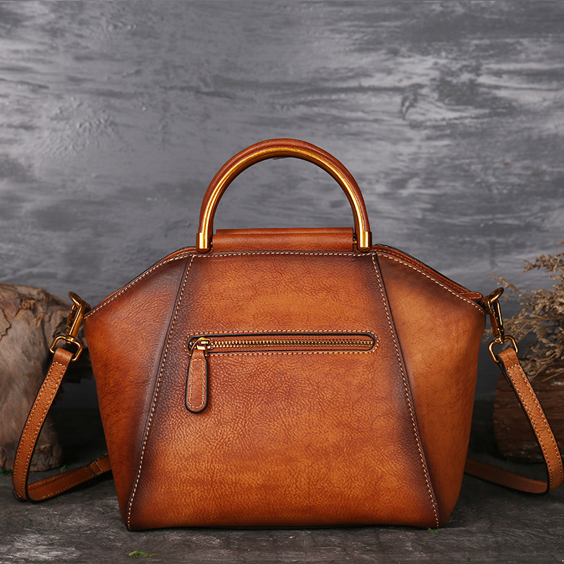 Cross-Border Tote Women's Totem Embossed Genuine Leather Women's Bag Head Layer Cowhide Retro Polishing Shoulder Messenger Bag Women Wholesale - Image 3