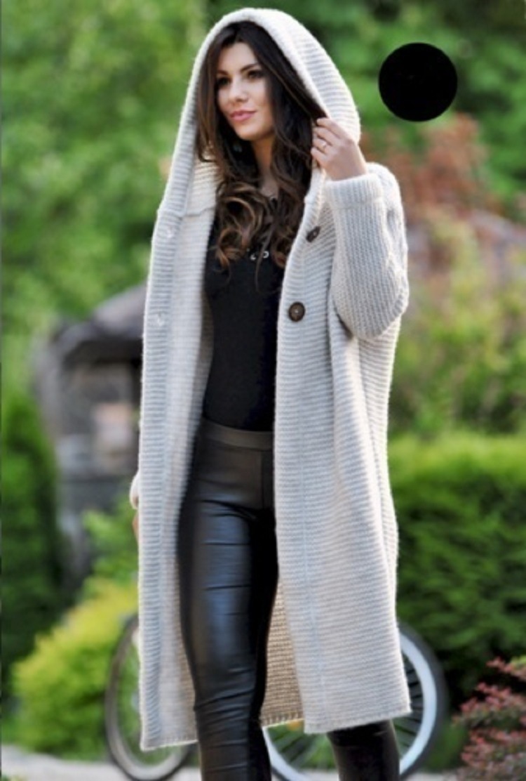 2025 Spring New Women's Clothing Cross-border eBay Amazon Wish Mid-length Sweater Hooded Cardigan Women's Knitwear - Image 8