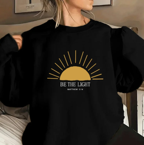 Amazon Large Size Pink Fleece Sweatshirt Women Be The Light Sweatshirt Round Neck Women Plus Velvet - Image 12