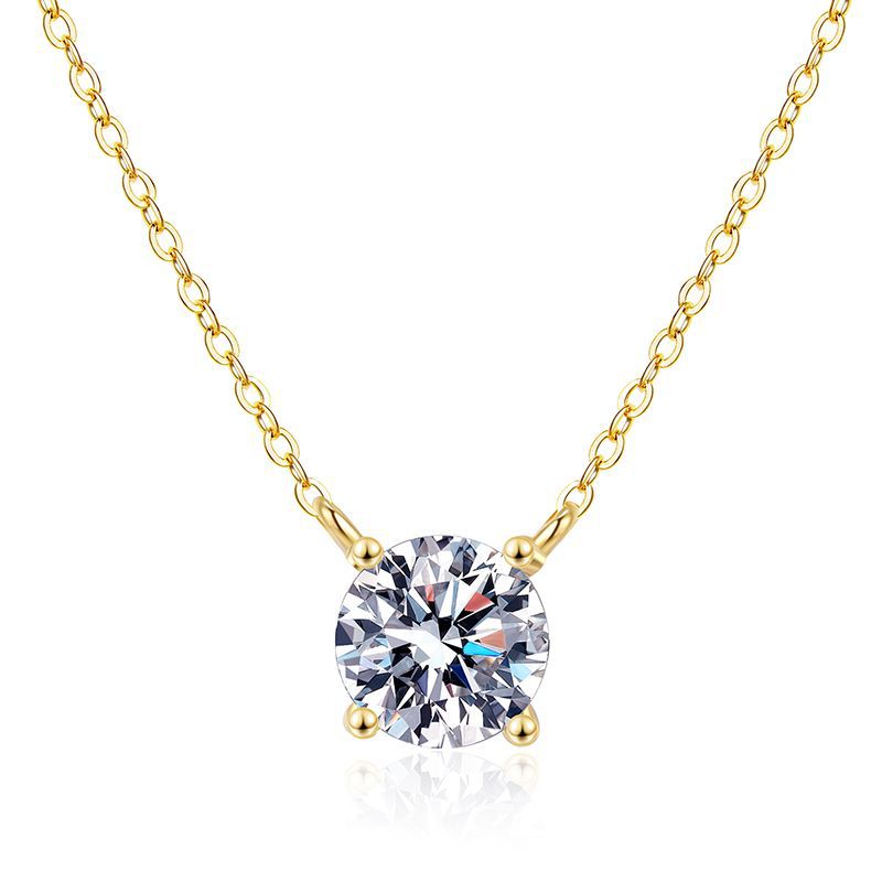 Cross-border 5-carat moissanite S925 sterling silver necklace, moissanite pendant, women's light luxury four-prong necklace, wholesale. - Image 5