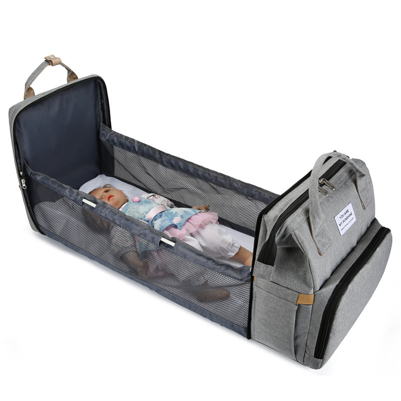 Factory wholesale mommy bag portable folding backpack mommy bag multifunctional can hang baby stroller crib mother and baby bag - Image 3