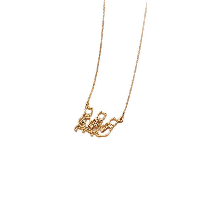 Personalized cute cat and dog name necklaces, custom name necklaces, pet commemorative birthday gifts, niche designs. - Image 6