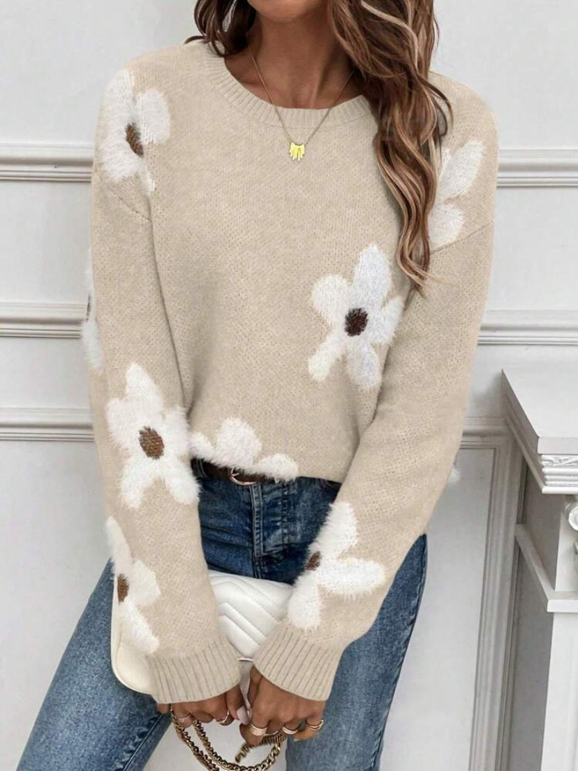 Amazon European and American fashion pullover round neck long-sleeved sweater European and American cross-border foreign trade floral print clothing autumn women's clothes - Image 10