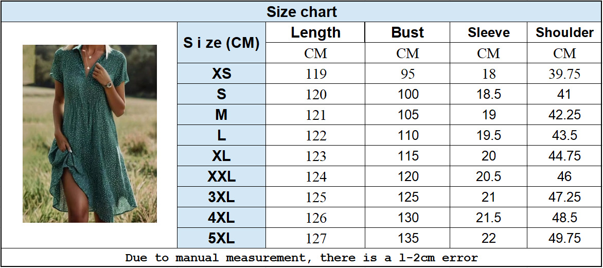New European and American cross-border trade summer long dress, casual loose V-neck short-sleeved printed polka dot shirt dress for women. - Image 12