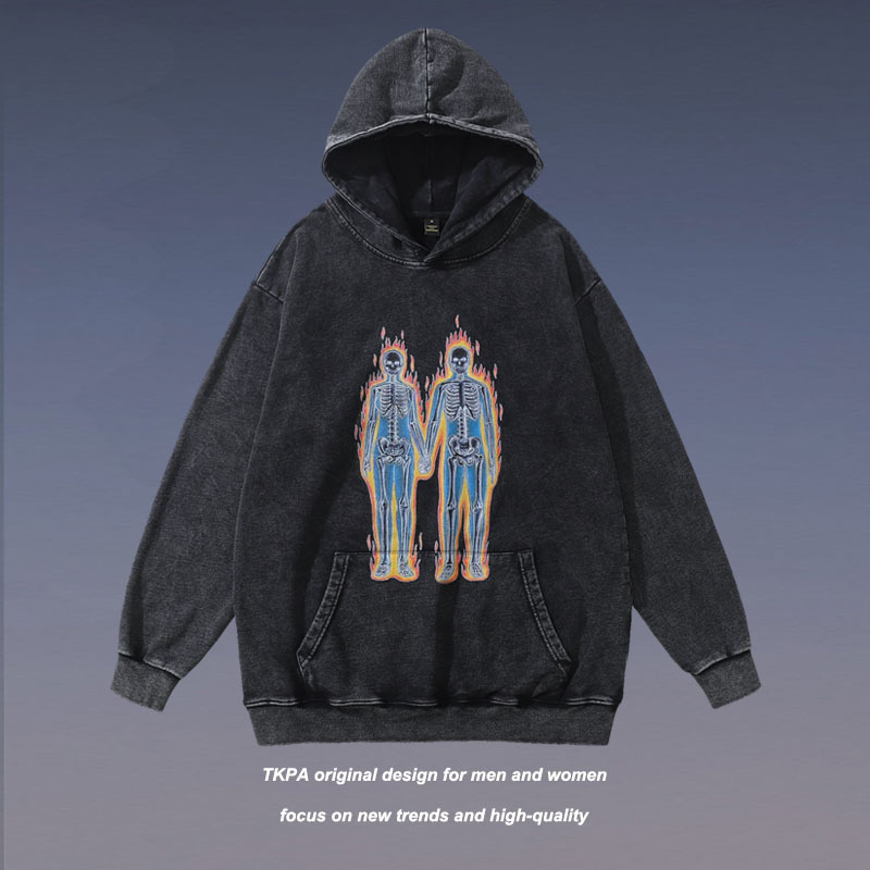 TKPA original American hiphop hip-hop old washed hooded sweater men's and women's street country tide brand loose jacket - Image 4