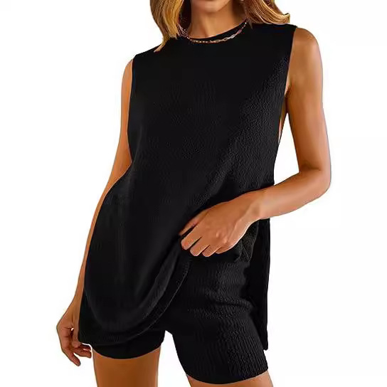 Popular Knitwear Set - Cross-border Summer Women's Clothing - European and American Style Knitwear, Loose Sleeveless Casual Sweater Two-Piece Set - Image 2