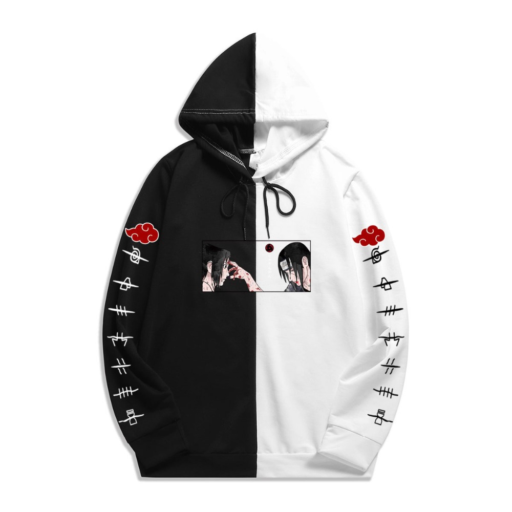 New Japanese anime Naruto thin couples two-color stitching fashion men's and women's same style hoodie - Image 4