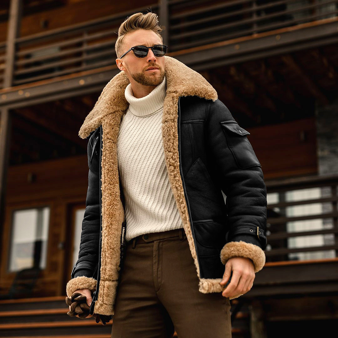 2021 autumn and winter new products fur all-in-one men's jacket Amazon medium and long foreign trade wholesale eBay thick coat - Image 6