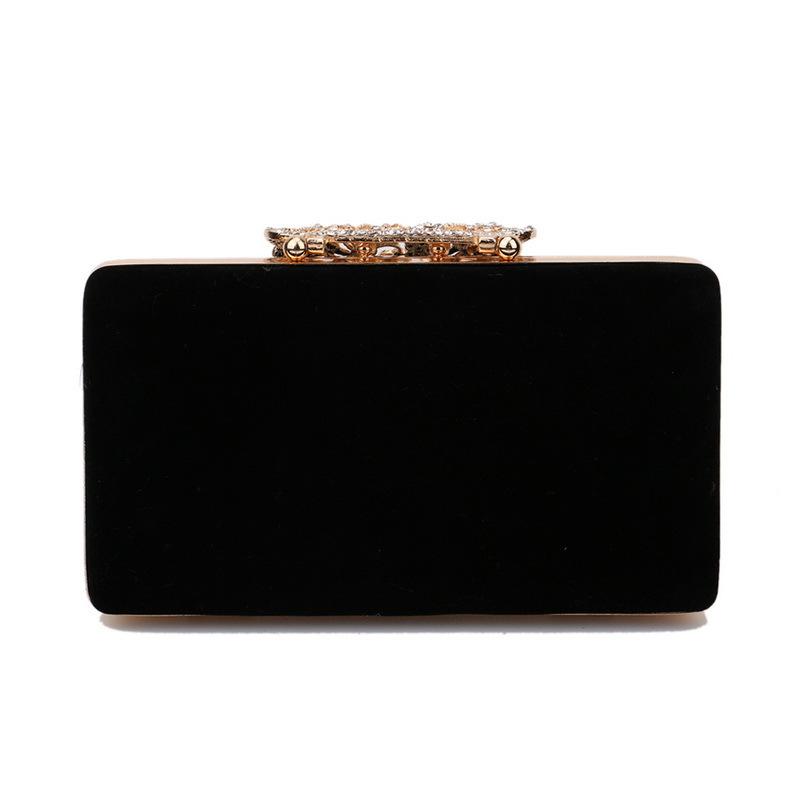 Cross-border hot-selling diamond-studded evening bag bow high-end ladies velvet banquet bag evening dress clutch bag - Image 3