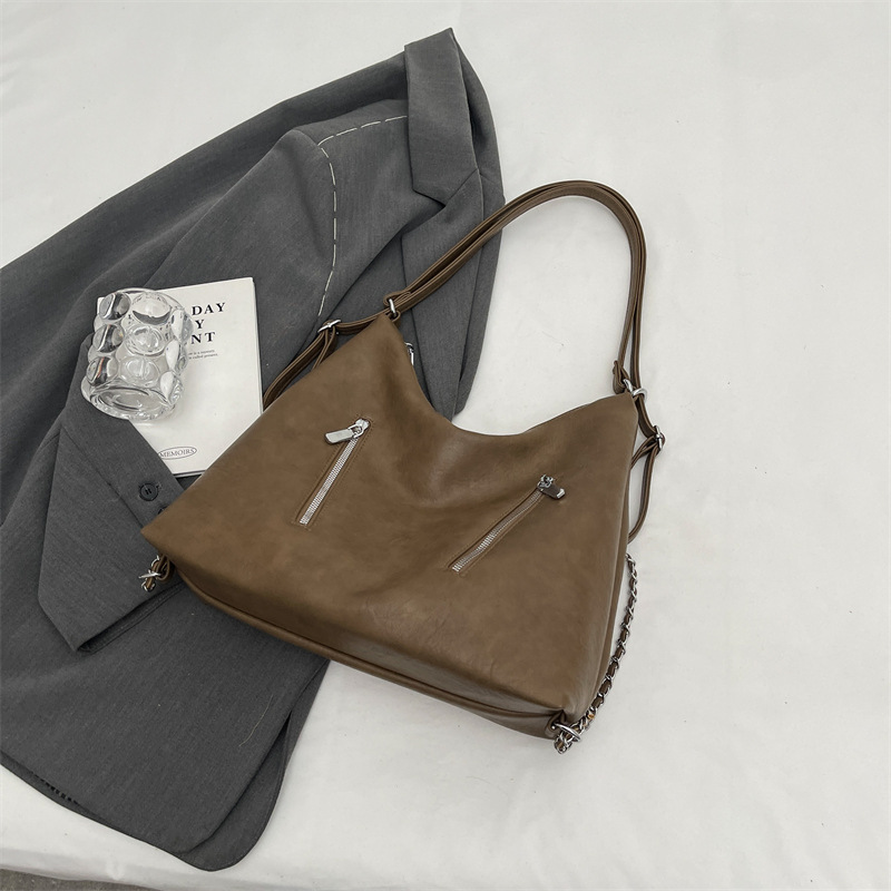 New double chain bag women's bag travel multi-purpose backpack high-end temperament shoulder bag large capacity tote bag - Image 3
