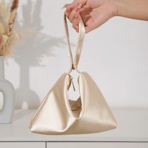 Cross-border European and American simple solid color satin satin magnetic evening bag versatile triangle women's clutch handbag